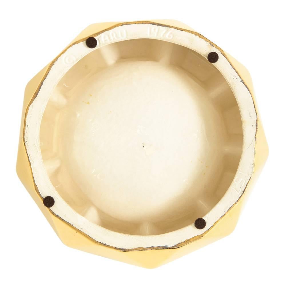 Late 20th Century Jaru Bowl Ashtray, Ceramic, Metallic Gold, Faceted, Signed