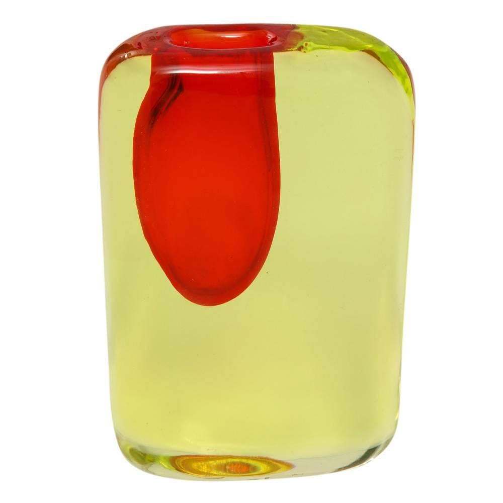 Italian Antonio da Ros Sommerso Glass Yellow Red Vase, Italy, 1960s