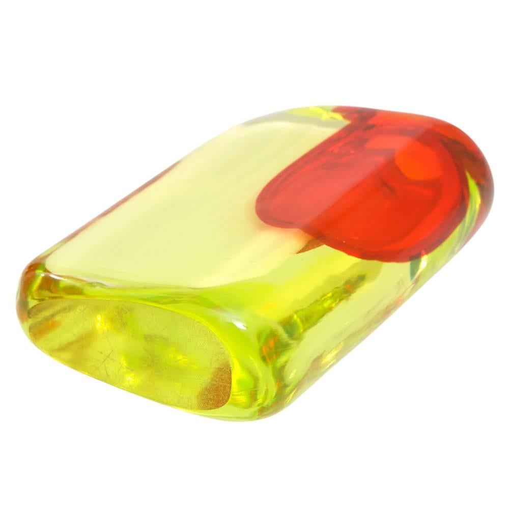 Blown Glass Antonio da Ros Sommerso Glass Yellow Red Vase, Italy, 1960s
