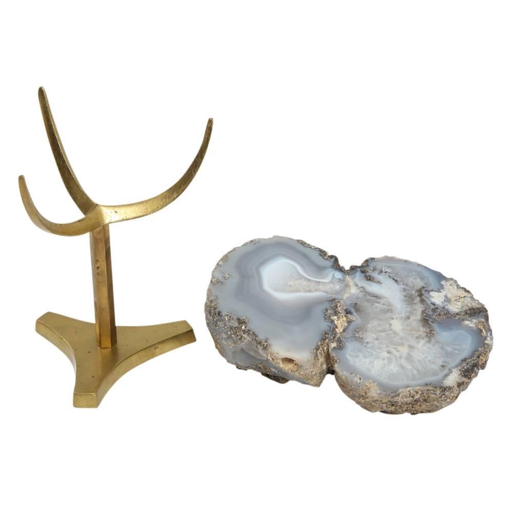 Arthur Court Geode, Agate and Brass, Signed For Sale 1