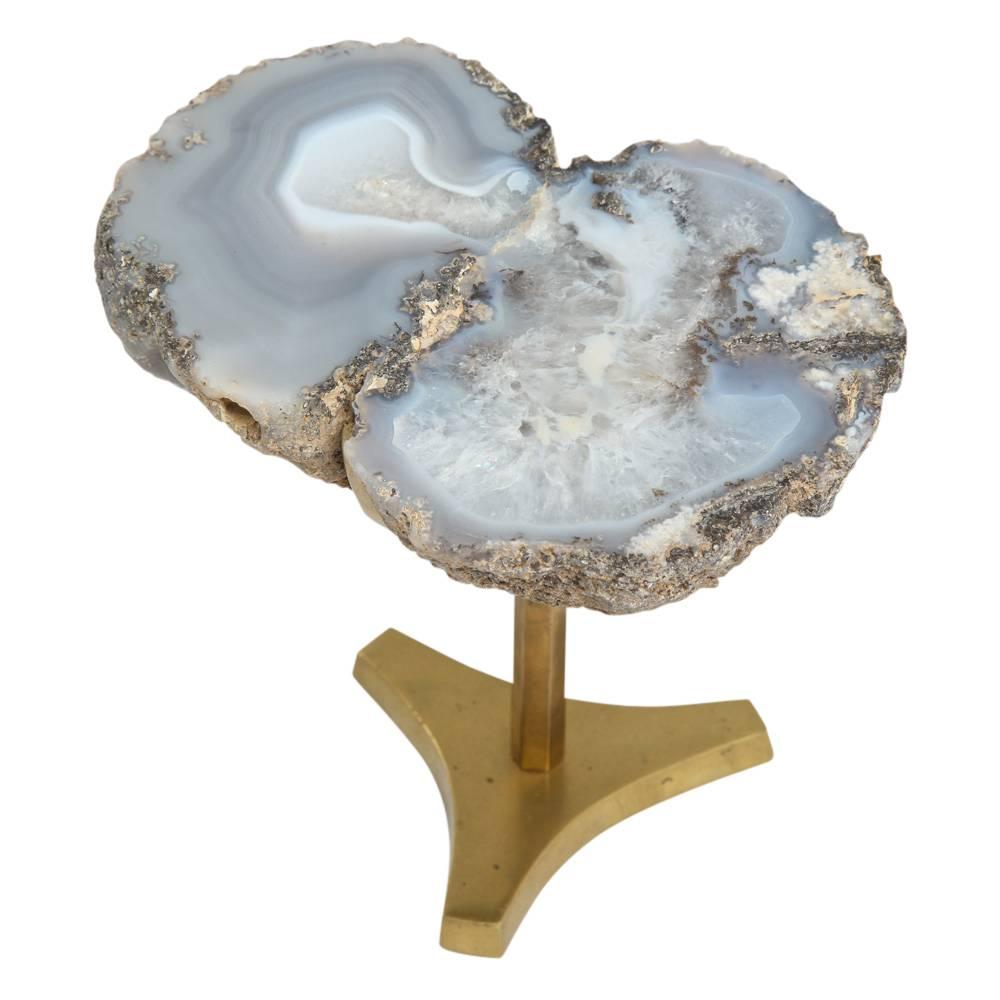 Mid-Century Modern Arthur Court Geode, Agate and Brass, Signed For Sale