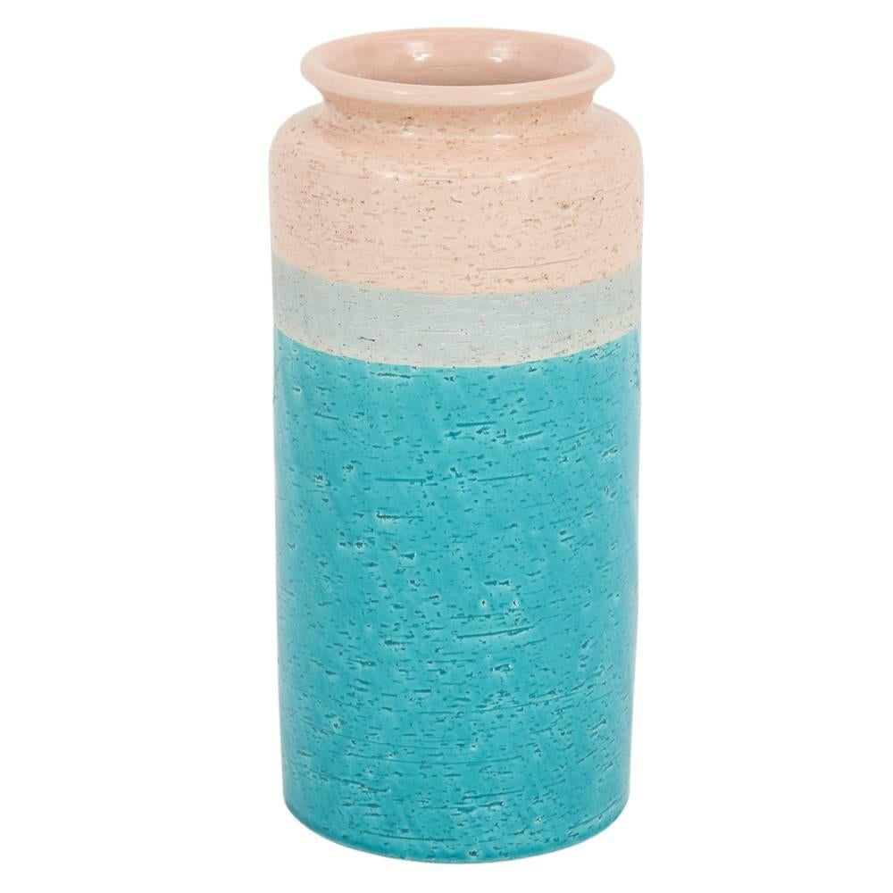 Bitossi Ceramic Vase Turquoise Pink Signed Italy