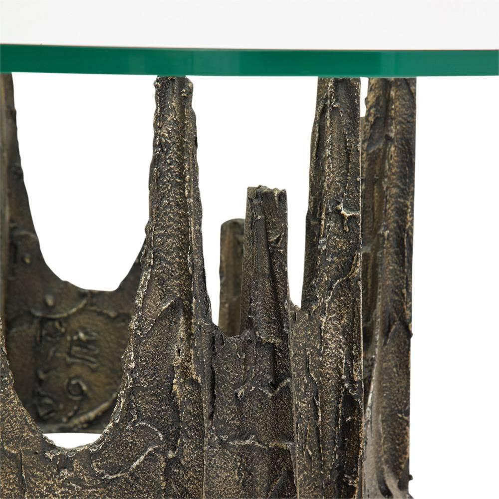Paul Evans Coffee Table, Sculpted Bronze and Glass, Signed 1