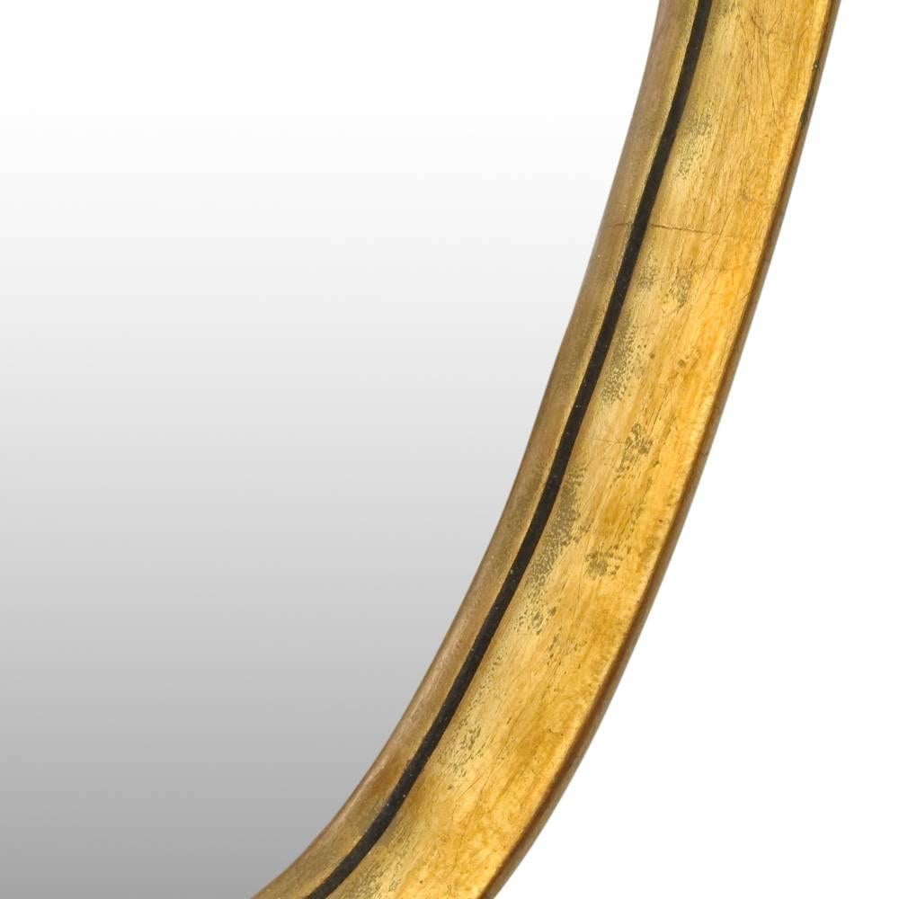 American Pair of La Barge Oval Giltwood Mirrors Gold Leaf, USA, 1960s