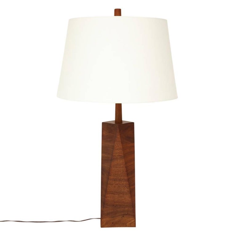 Martz Ceramic Faceted Wood Table Lamp Walnut Teak Usa 1960s For Martz Ceramic Faceted Wood Table Lamp Walnut Teak 1960s Usa Stacked Design And