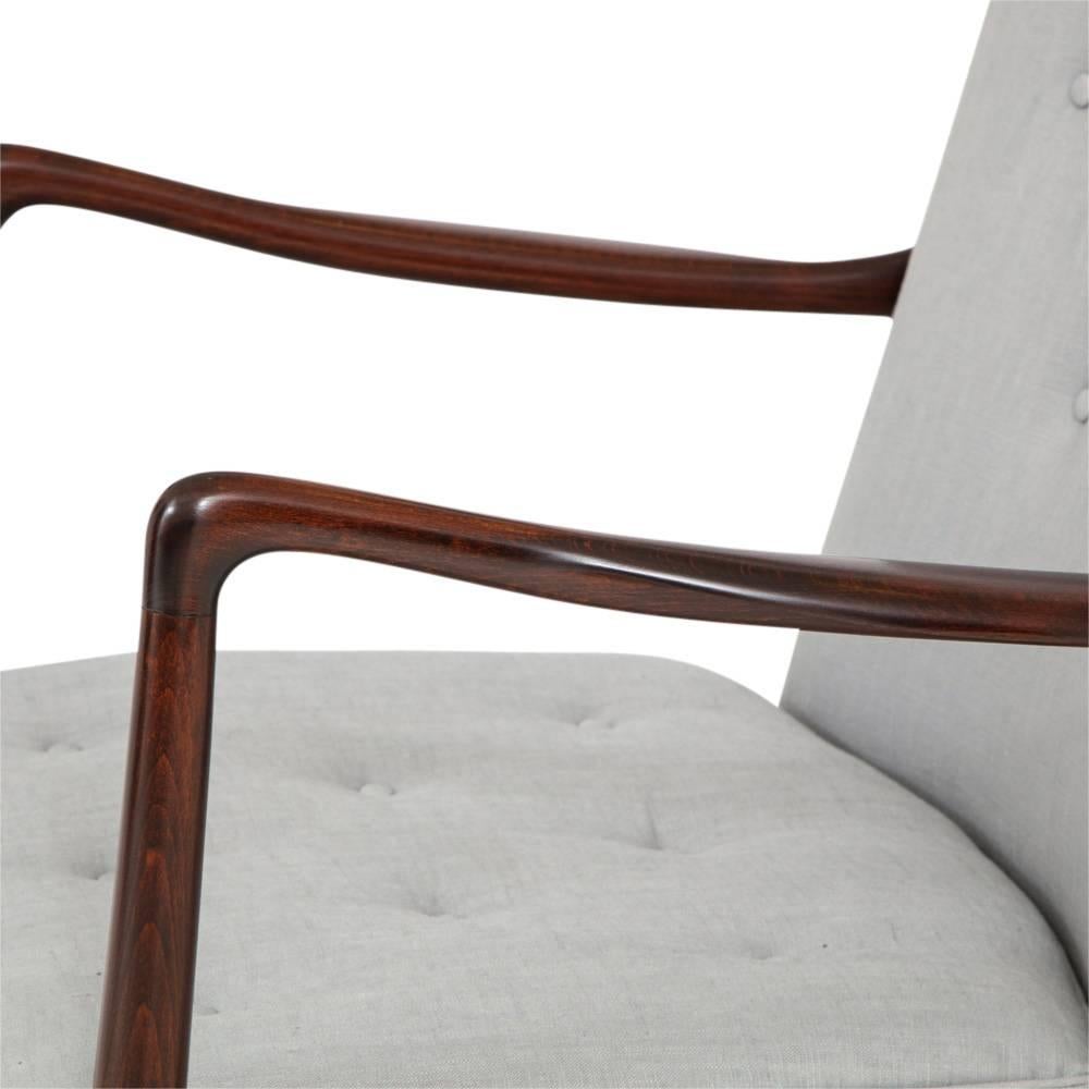 Mid-20th Century Finn Juhl BO-59 Beechwood Lounge Chair for Bovirke, Signed Denmark 1950's
