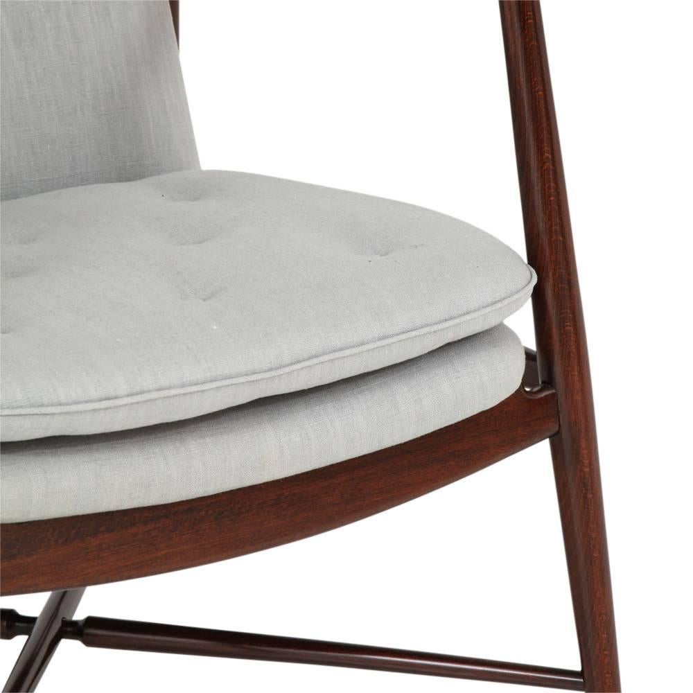 Upholstery Finn Juhl BO-59 Beechwood Lounge Chair for Bovirke, Signed Denmark 1950's