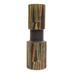 Bitossi Londi Ceramic Vase Geometric Stripes Milano Moderna Signed Italy, 1960s
