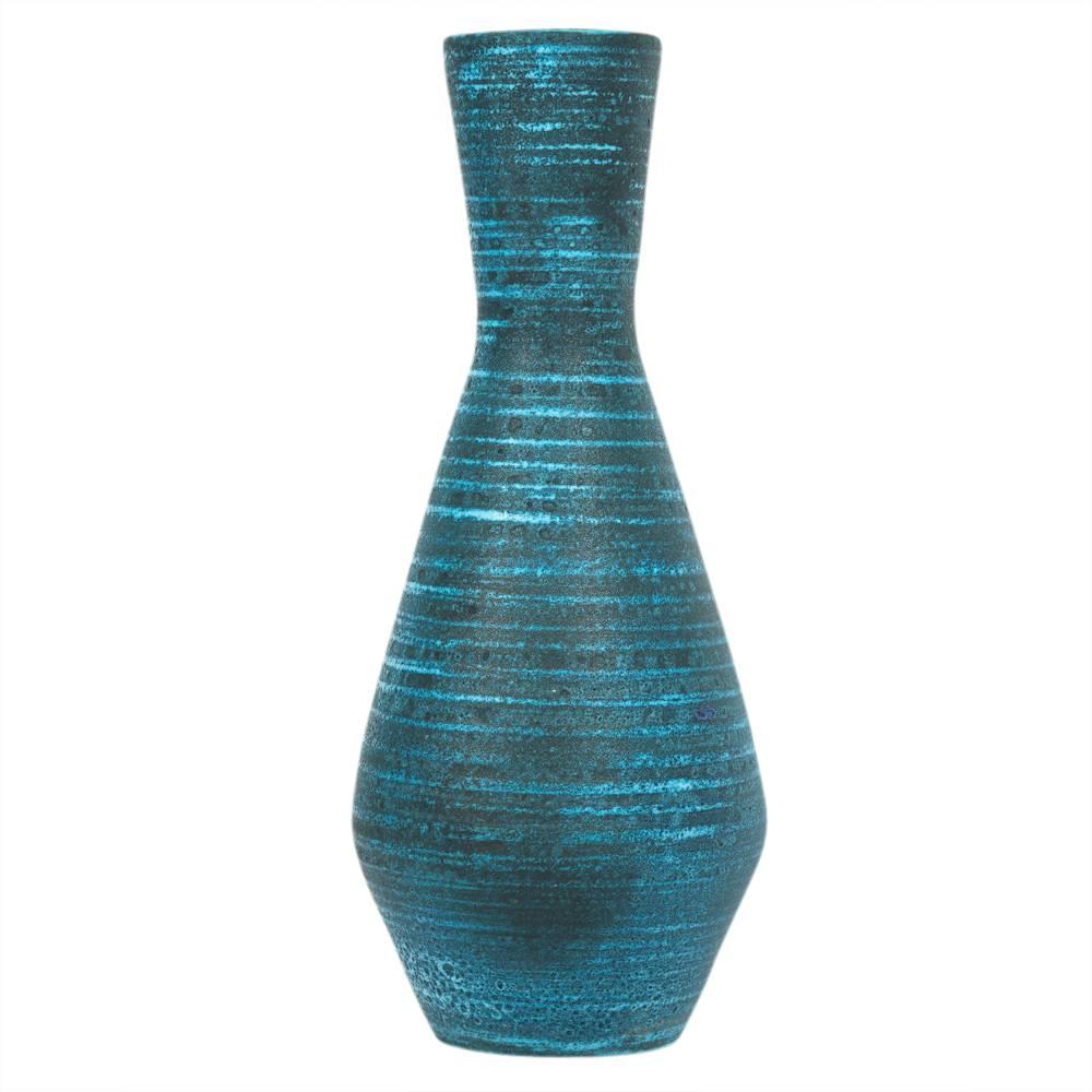 Modern Accolay Ceramic Pottery Vase Blue Signed France 1960's