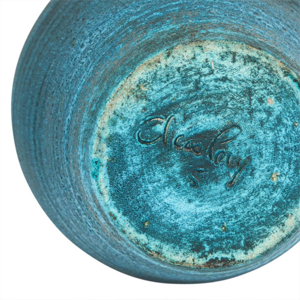 Accolay Ceramic Pottery Vase Blue Signed France 1960's 3