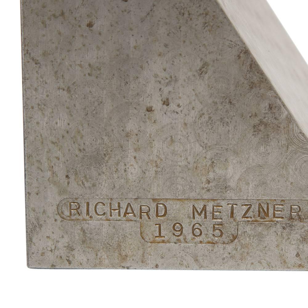 American Richard Metzner Bookends, Brutalist, Steel, Signed