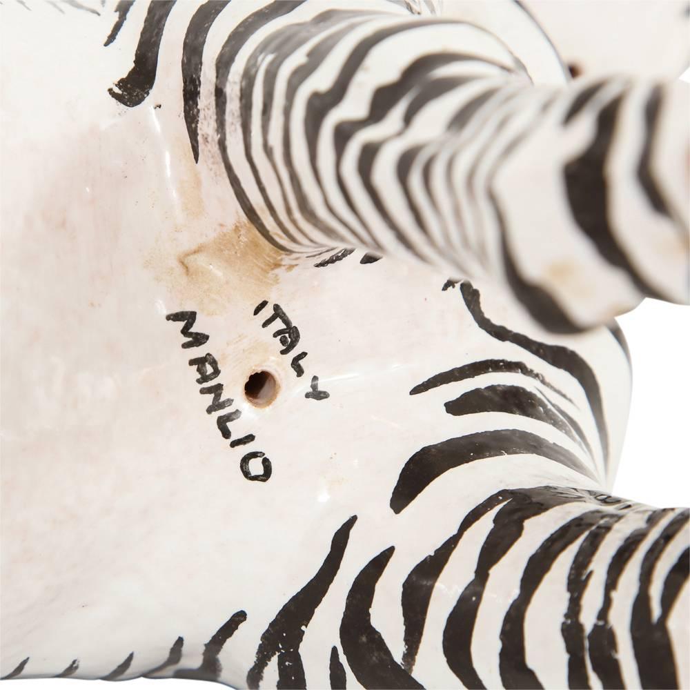 Mid-20th Century Manlio Trucco Zebra, Ceramic, Black, White, Signed