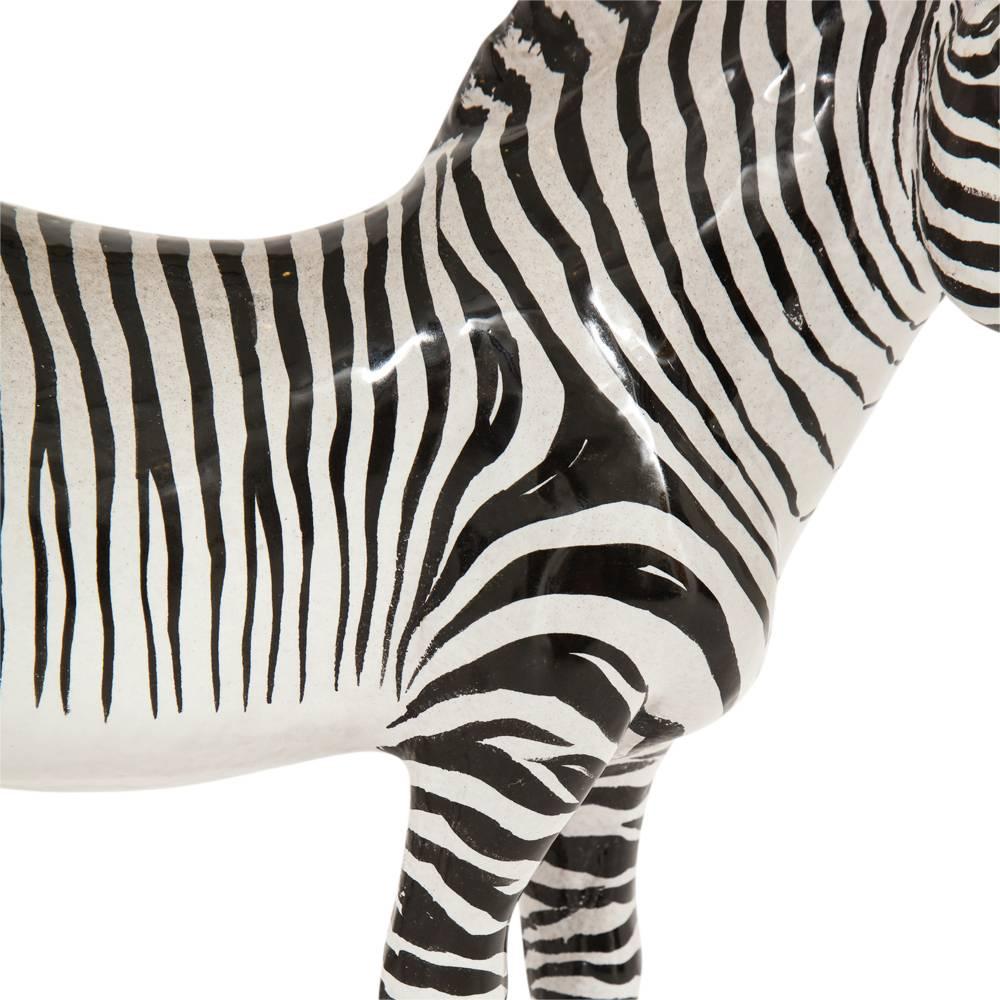 Italian Manlio Trucco Zebra, Ceramic, Black, White, Signed