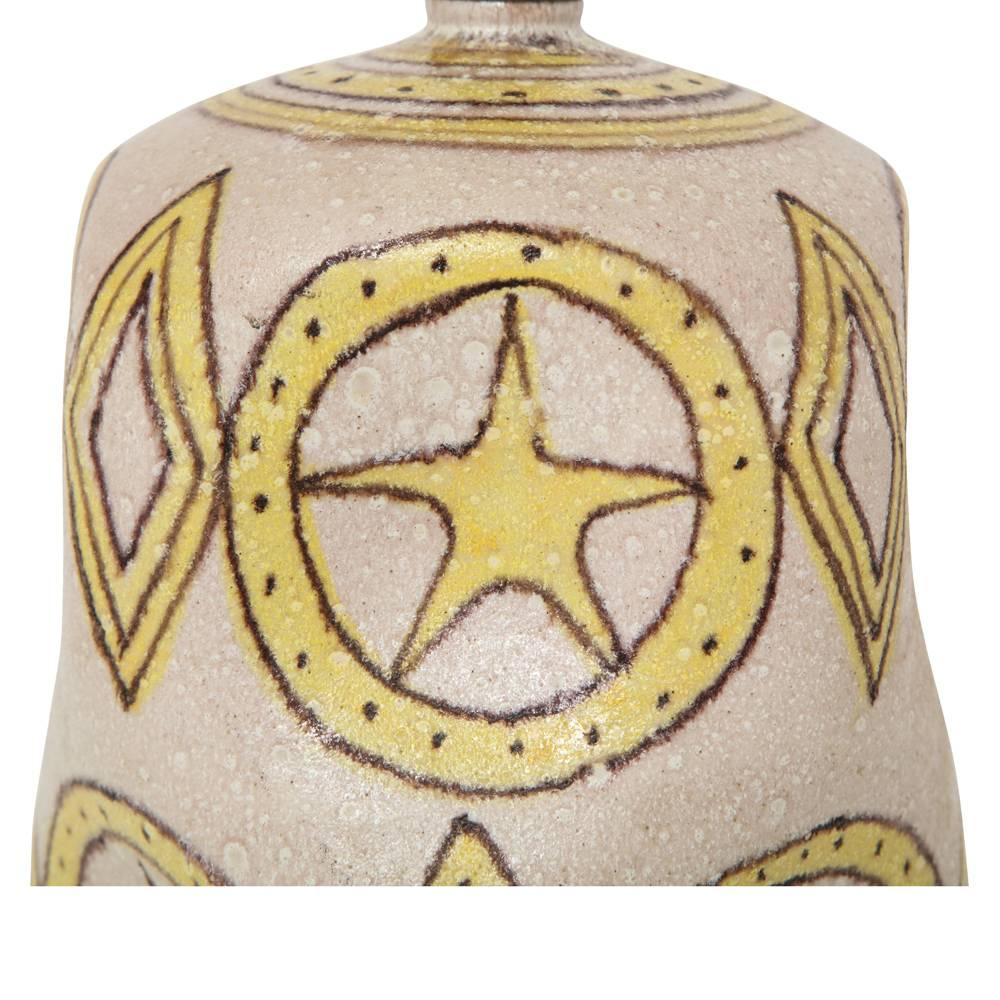 Mid-20th Century Guido Gambone Lamp, Ceramic Yellow Signed 