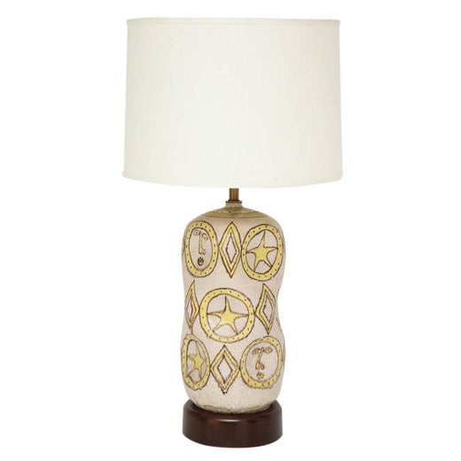 Guido Gambone Lamp Ceramic Yellow Signed For Sale At 1stdibs