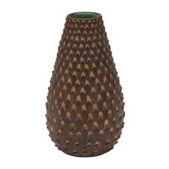 Vintage Raymor Pinecone Vase, Ceramic, Brown and Turquoise
