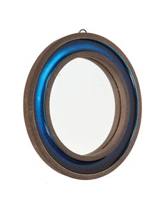 Knabstrup Ceramic Mirror Blue Signed Denmark 1960's