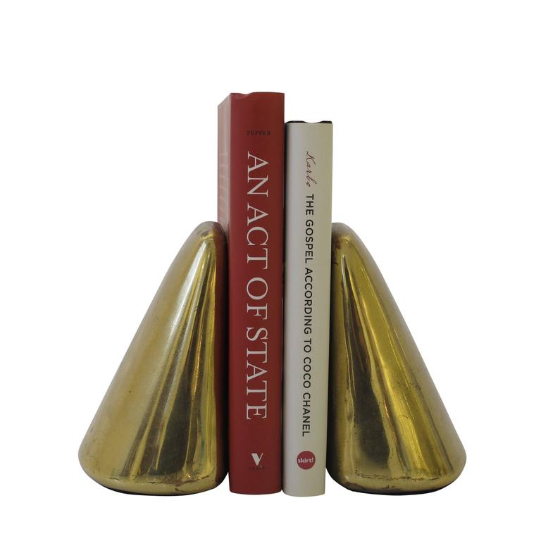 Ben Seibel for Jenfredware Brass Wedge Bookends, USA, 1950s Signed at