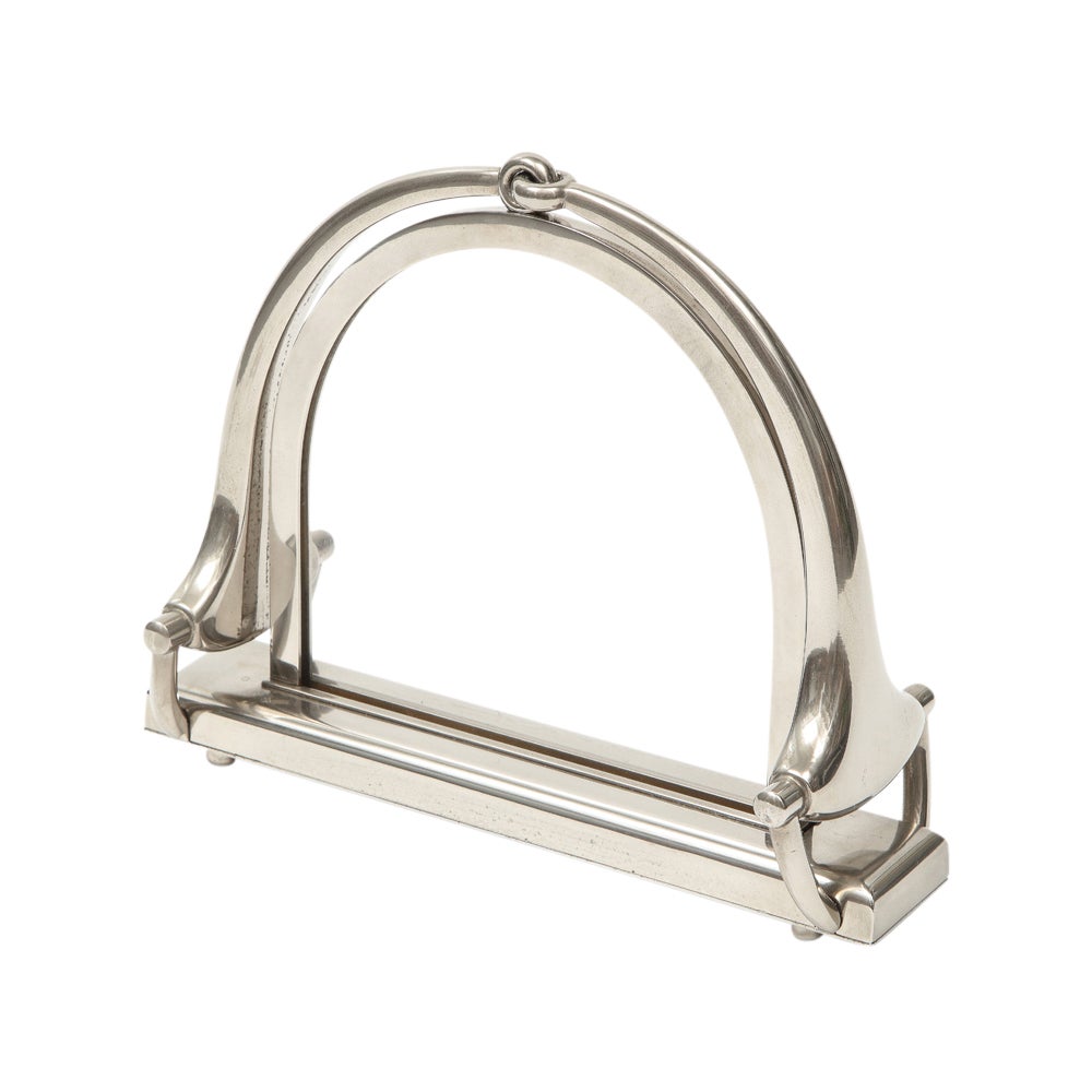 Horsebit-Bilderrahmen von Gucci, Nickel, signiert im Angebot