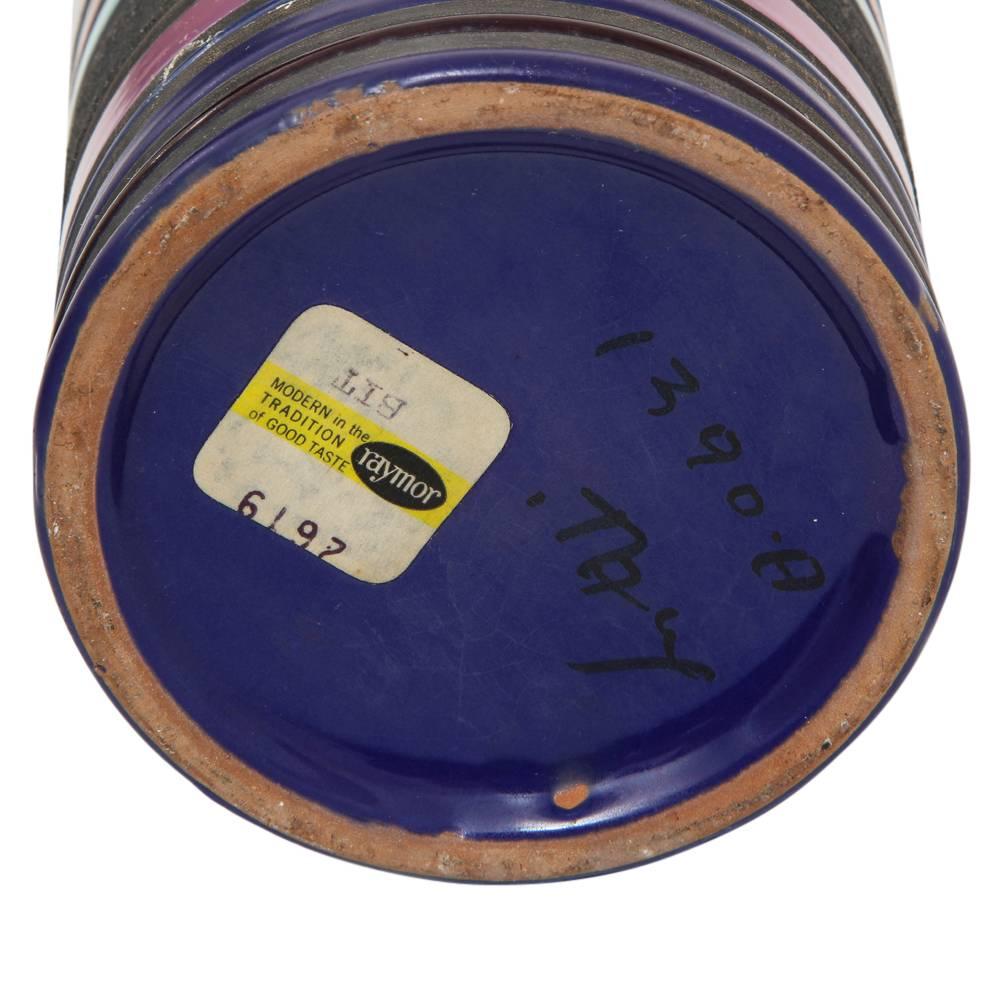 Aldo Londi Bitossi Raymor Ceramic Vase Blue Violet Signed, Italy, 1960s 2
