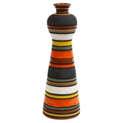 Bitossi Raymor Thailandia Vase, Ceramic, Stripes, Orange, Black, White, Signed