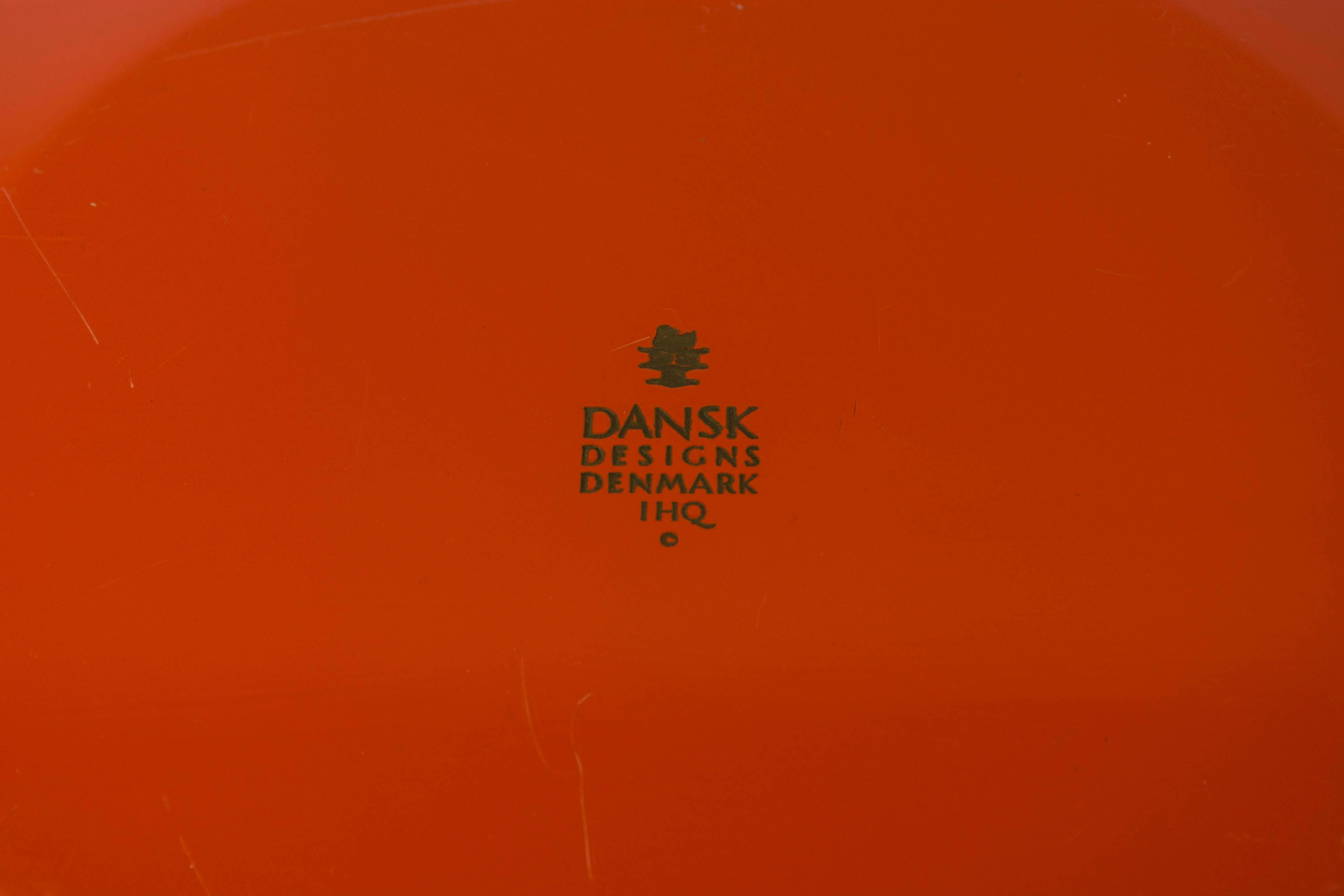 Jens Quistgaard Dansk Tray Festivaal Lacquered Signed Denmark 1960's. Lacquered orange and teak. Made in Denmark. In very good condition with minor wear to one lacquered edge (pictured) and signs of use on the teak.