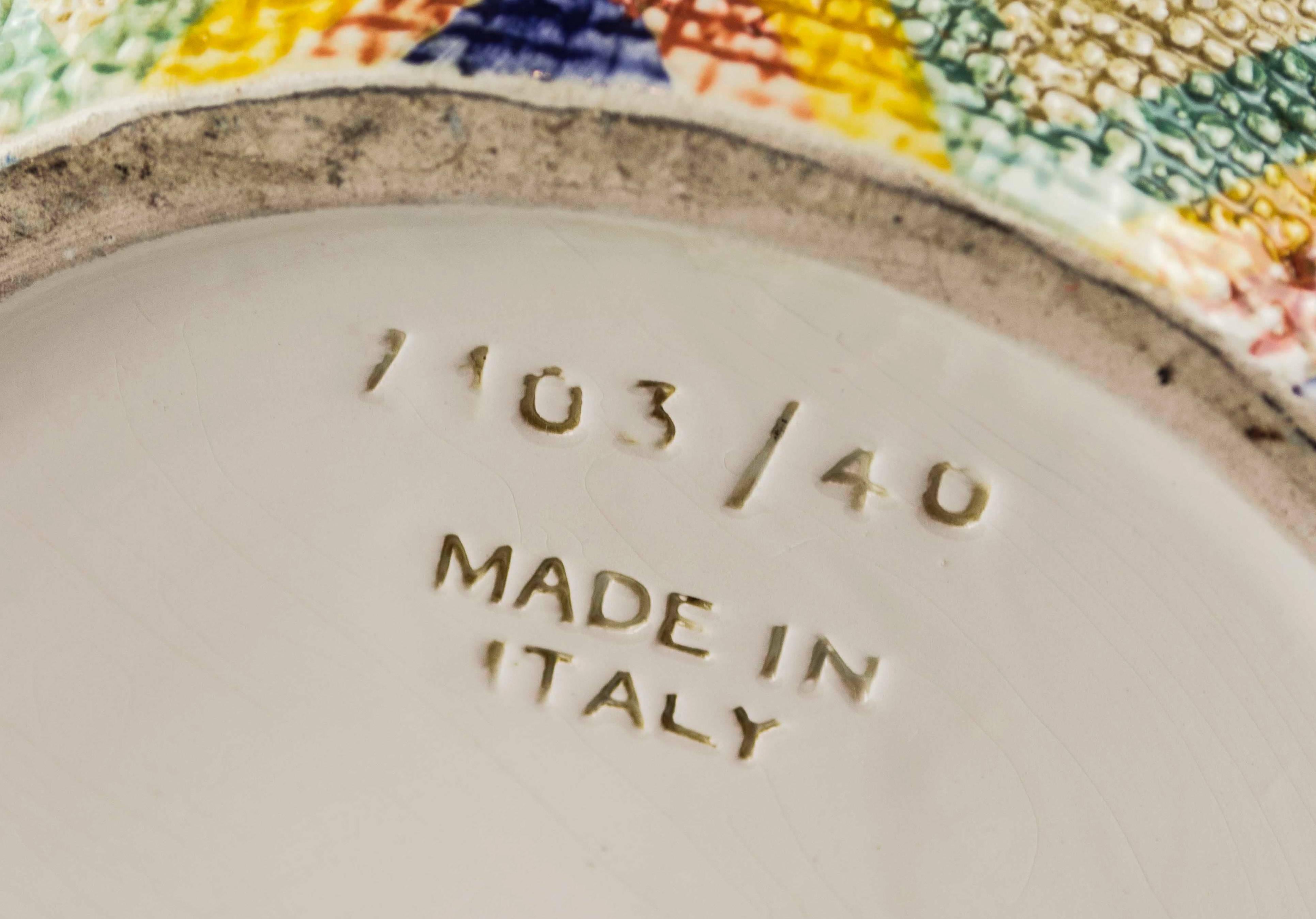 Glazed Italian Ceramic Woven Textured Floor Vase, Italy, 1970s