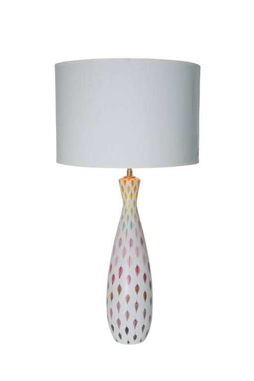 Bitossi Raymor Ceramic Feather Piume Multi Color Lamps Pair Signed Bitossi Raymor Ceramic Feather Piume Multi Color Lamps Pair Signed Italy 1950s