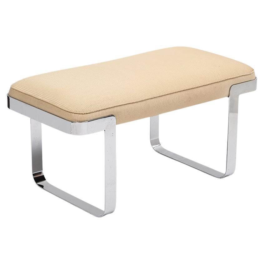 Tri-Mark Designs Bench, Chrome, Cream Upholstery For Sale