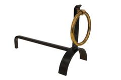 Pair Modernist Brass Ring Andirons