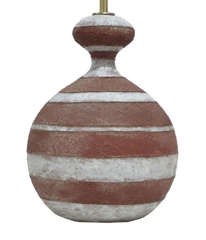 Zaccagnini Ceramic Table Lamp Stripes Terra Cotta Signed ...