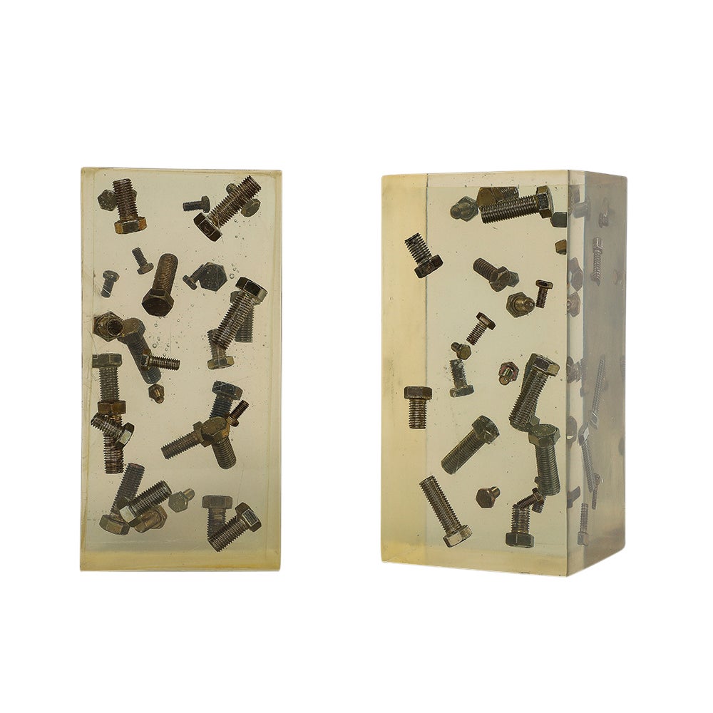 Resin Bolt Bookends, Acrylic Blocks, Steel For Sale