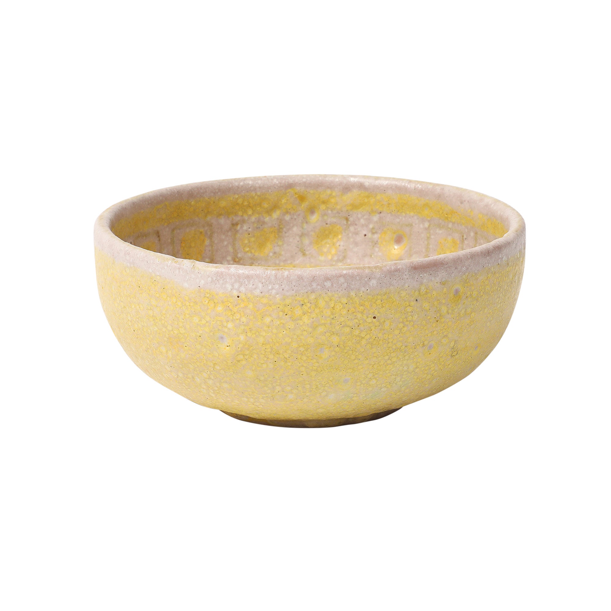 Guido Gambone Bowl, Ceramic, Yellow, Abstract, Geometric, Signed