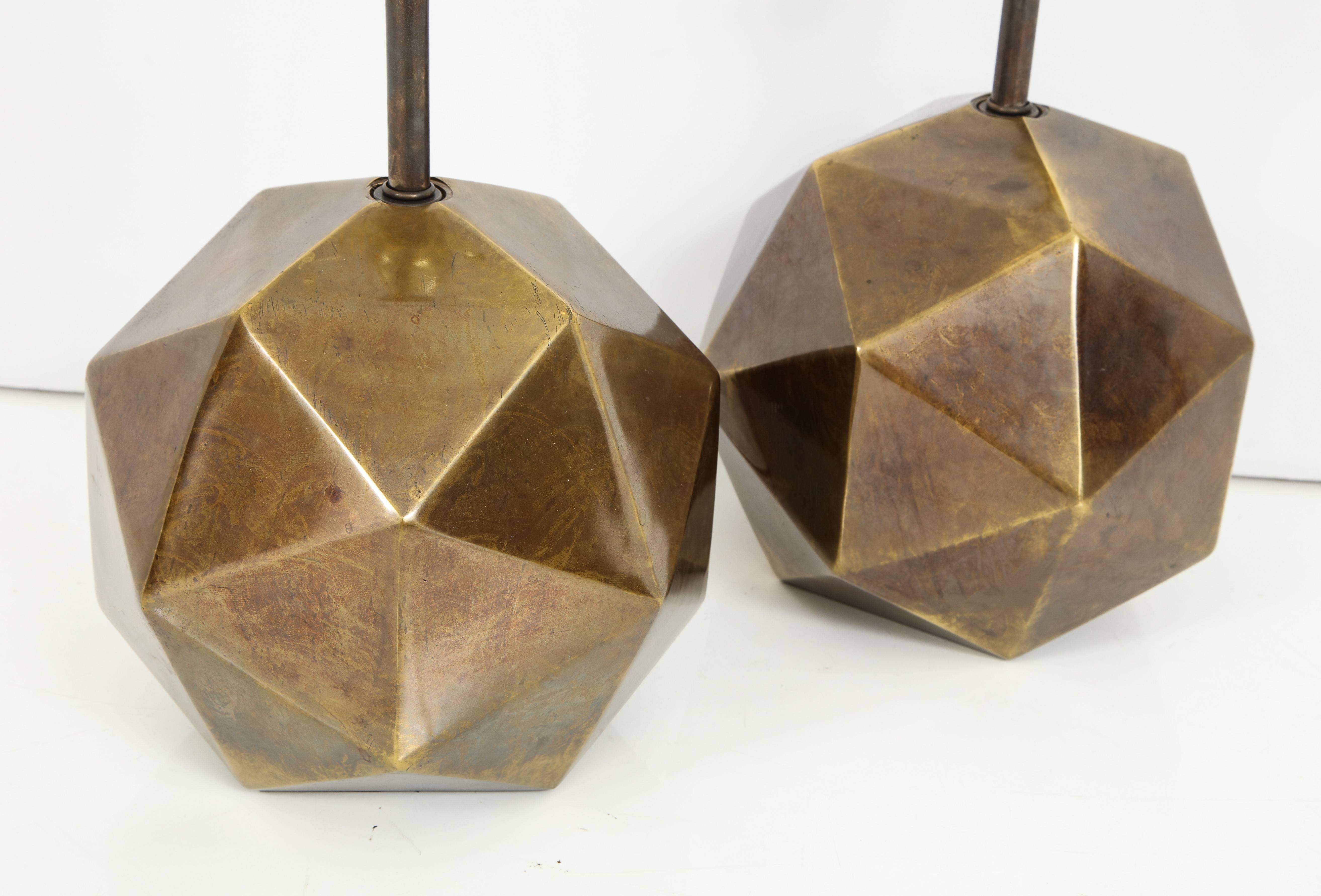 Late 20th Century Bronze Faceted Westwood Lamps, Signed