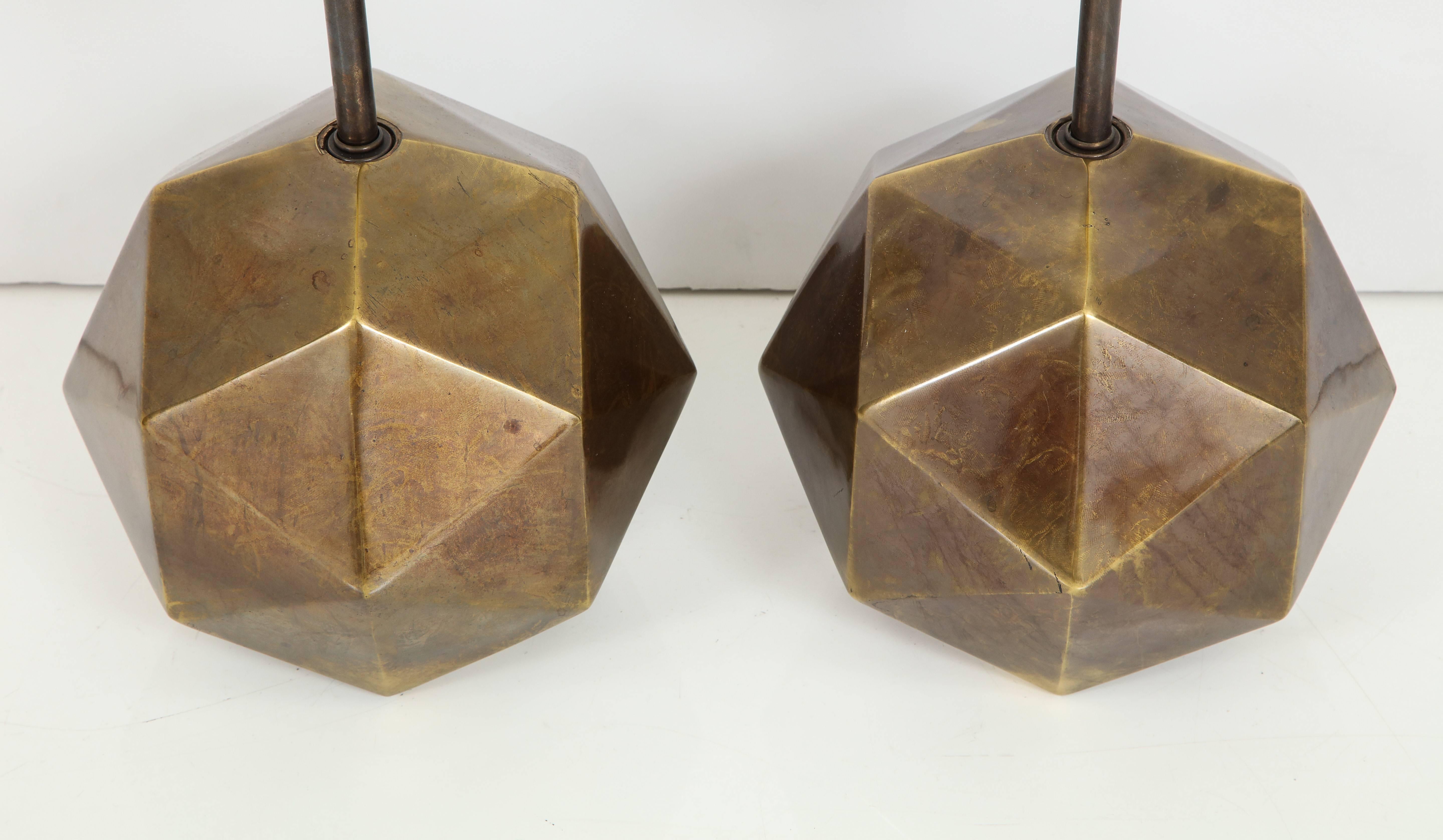 Metal Bronze Faceted Westwood Lamps, Signed