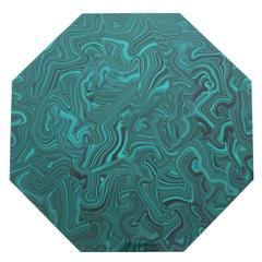 Set of Six Faux Malachite Placemats by Imperial Stone USA 1980s