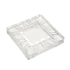 Tiffany & Co. Atlas Crystal Cigar Ashtray Square Roman Numeral Catchall Signed