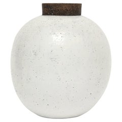 Jarrón «Ball» de Aldo Londi Raymor Bitossi, cerámica, blanco, marrón, firmado, Italia, década de 1960