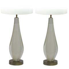 Flavio Poli for Camer Pair of Sommerso Glass Lamps