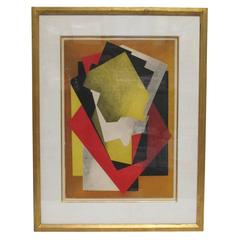 aquatint color Jacques Villon, "Composition, " Cubist color aquatint , France, 1920s