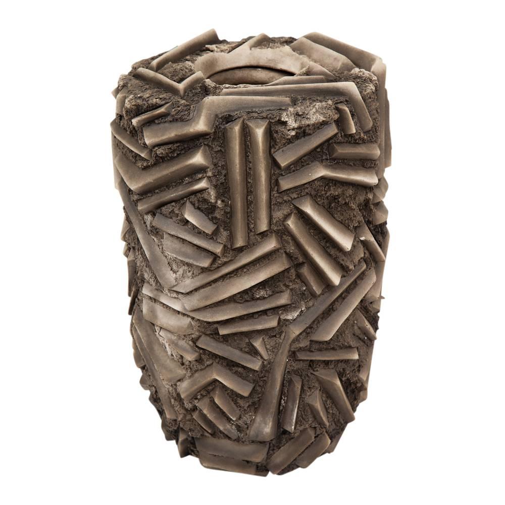Americano Vaso in ceramica Rob Sieminski, costruito a mano, scolpito, tonalità della terra in vendita