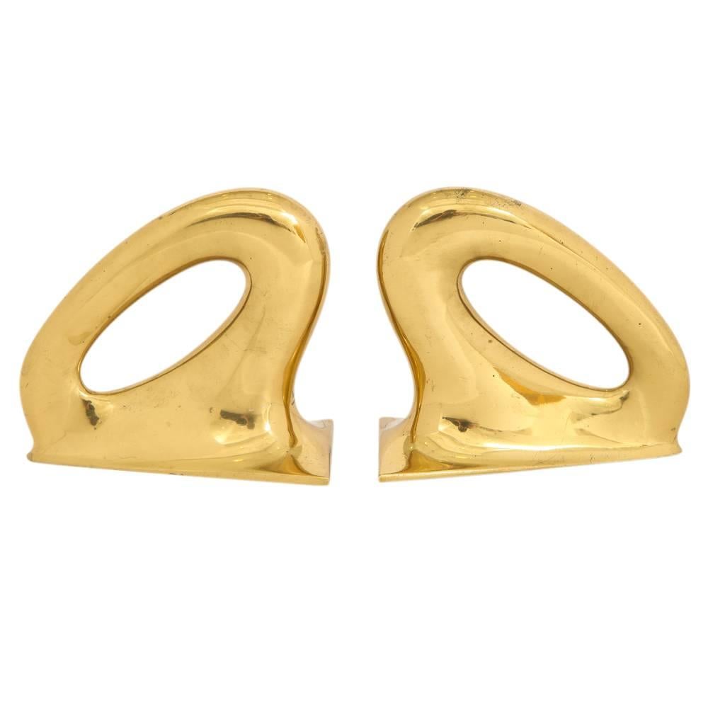 Mid-20th Century Carl Aubock Brass Bookends, Signed, Austria, 1950s