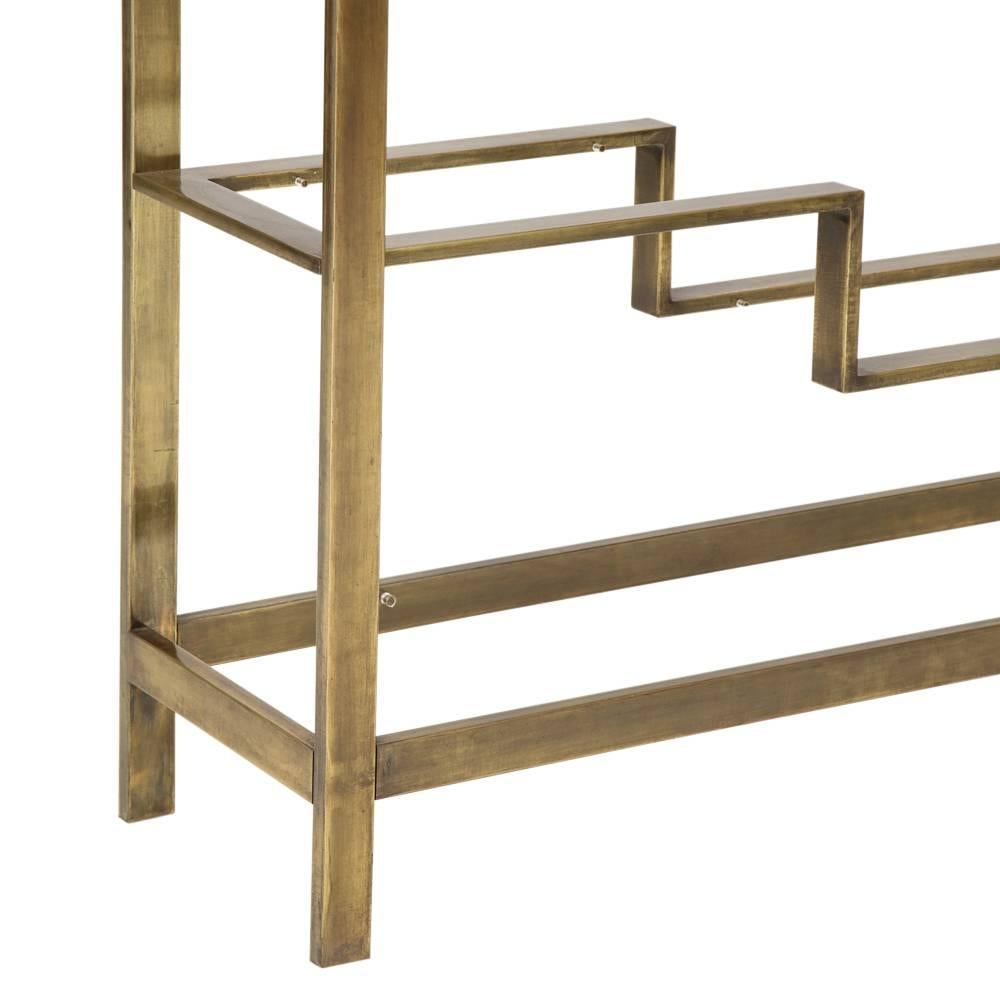 American Etagere Bronzed Toned Steel and Glass by Baker, USA, 1970s