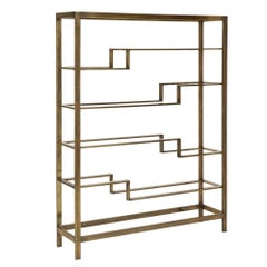 Etagere Bronzed Toned Steel and Glass by Baker, USA, 1970s