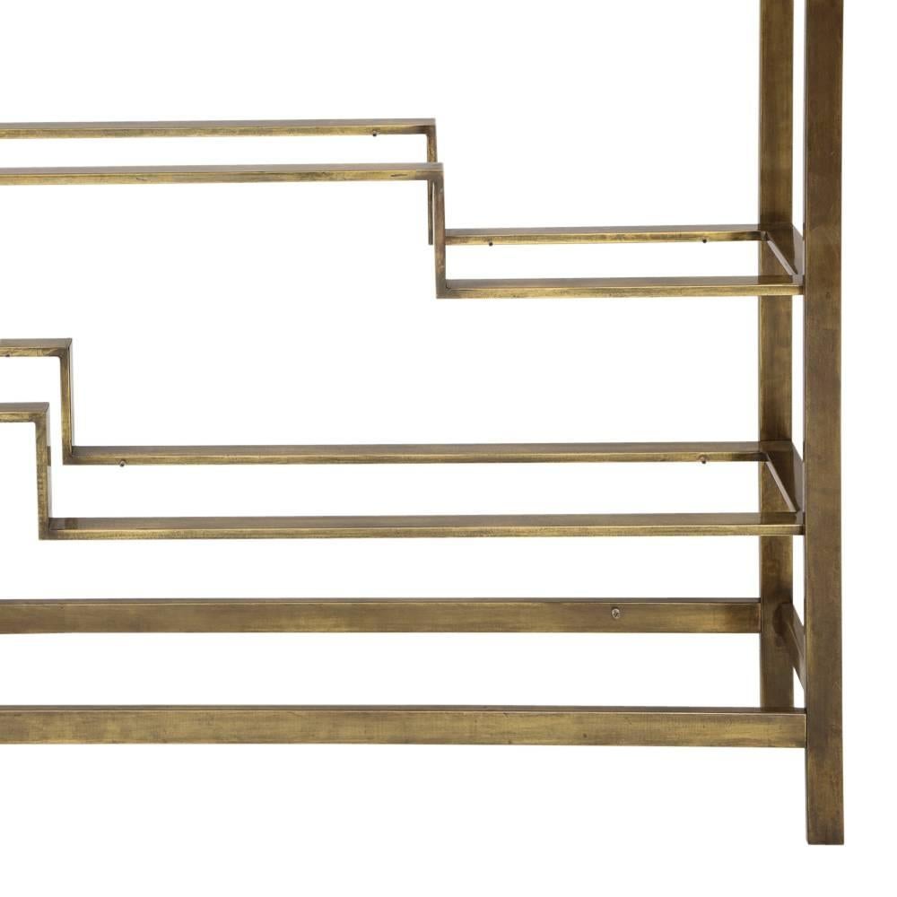 Etagere Bronzed Toned Steel and Glass by Baker, USA, 1970s In Good Condition In New York, NY