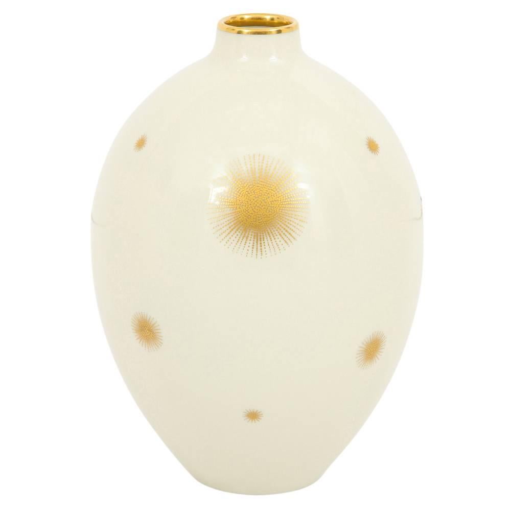 Rosenthal Vase, Gold Starburst Porcelain, Signed For Sale at 1stdibs
