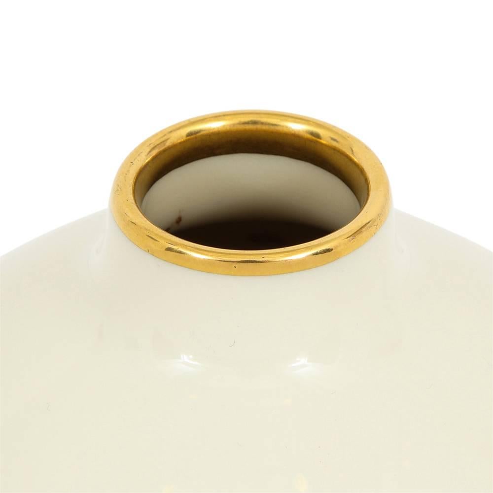 Mid-Century Modern Rosenthal Vase, Porcelain, White and Gold Starburst, Signed