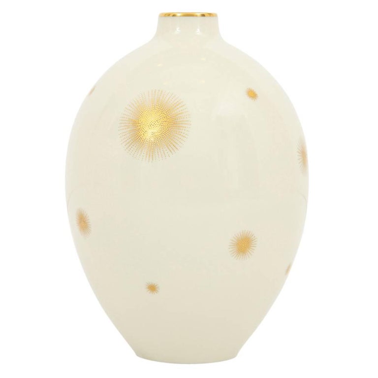 Rosenthal Vase, Gold Starburst Porcelain, Signed For Sale at 1stdibs