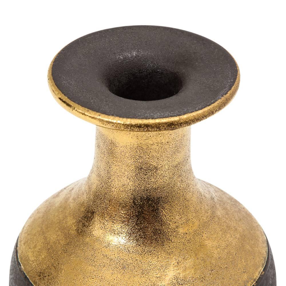 Mid-Century Modern Bitossi for Raymor Vase, Ceramic, Gold, Matte Brown, Signed For Sale