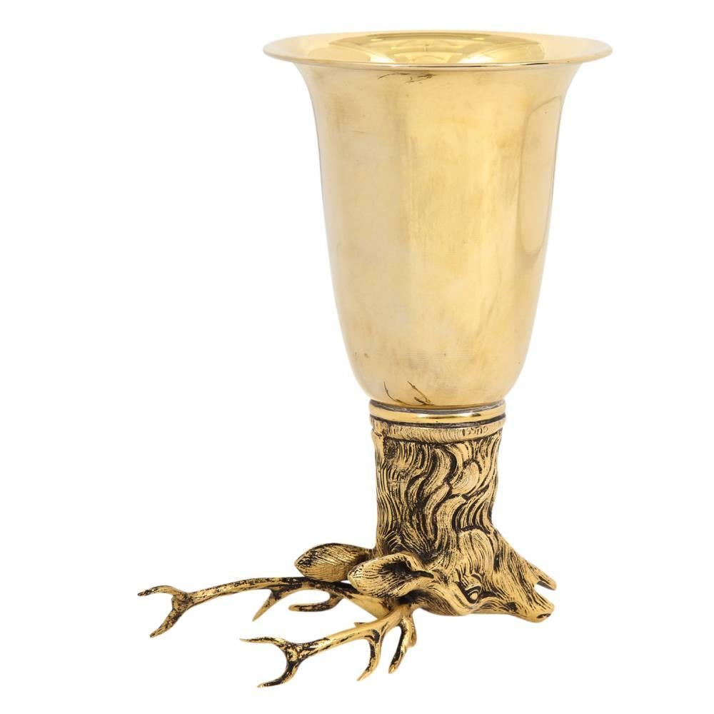 Late 20th Century Gucci Stag Cup, Brass Signed